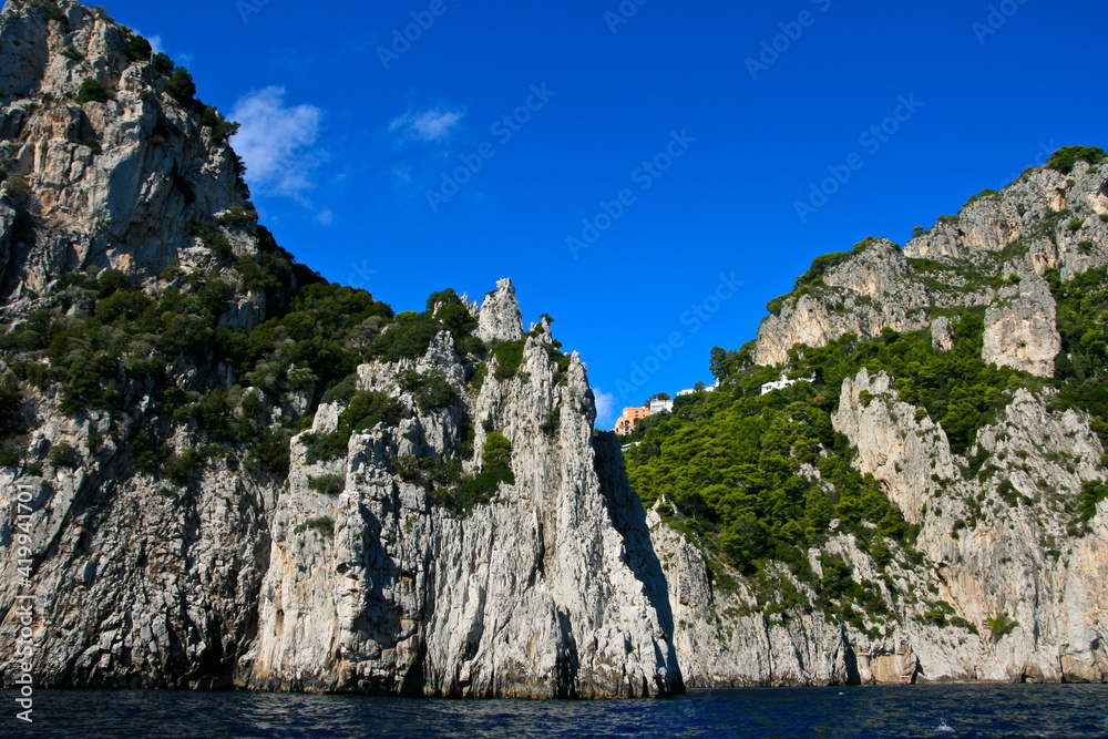 Rocky coastline of the Capri, Italy 