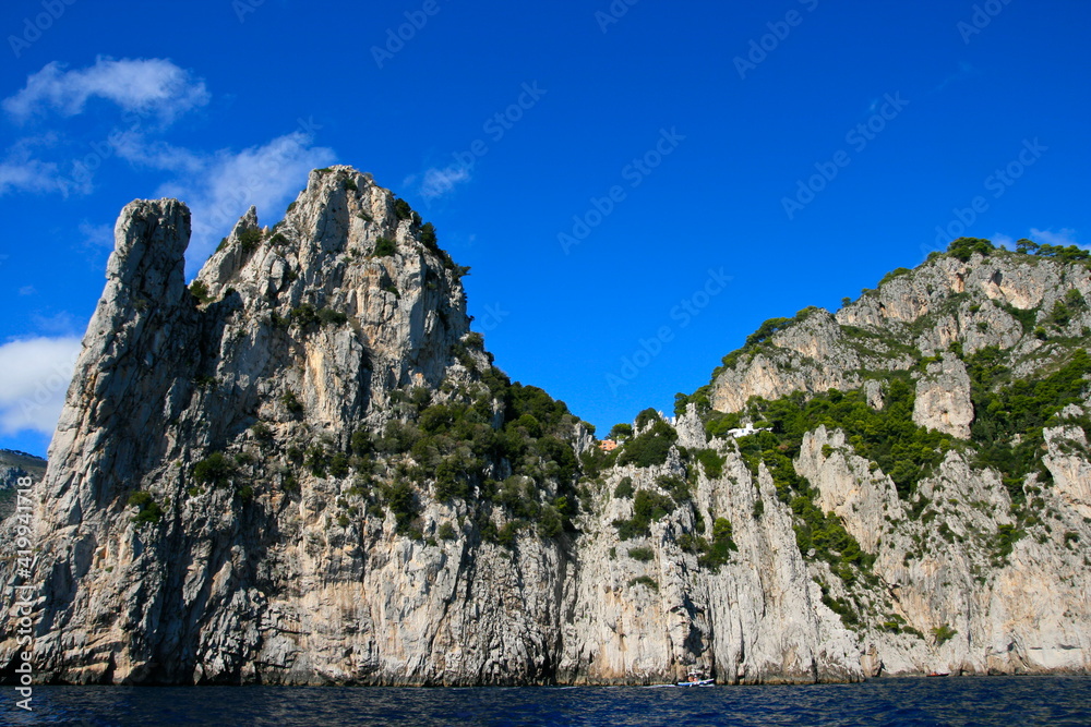 Rocky coastline of the Capri, Italy 