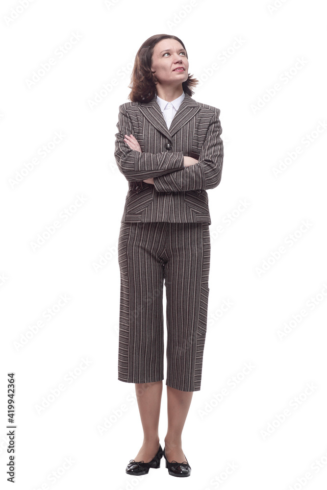 in full growth.business woman in a pantsuit . in full growth.business woman in a pantsuit .