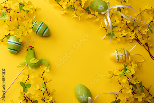 Wielkanoc, Święta, Wiosna, Życie, jąkają, żółty, forsycja, kogucik 