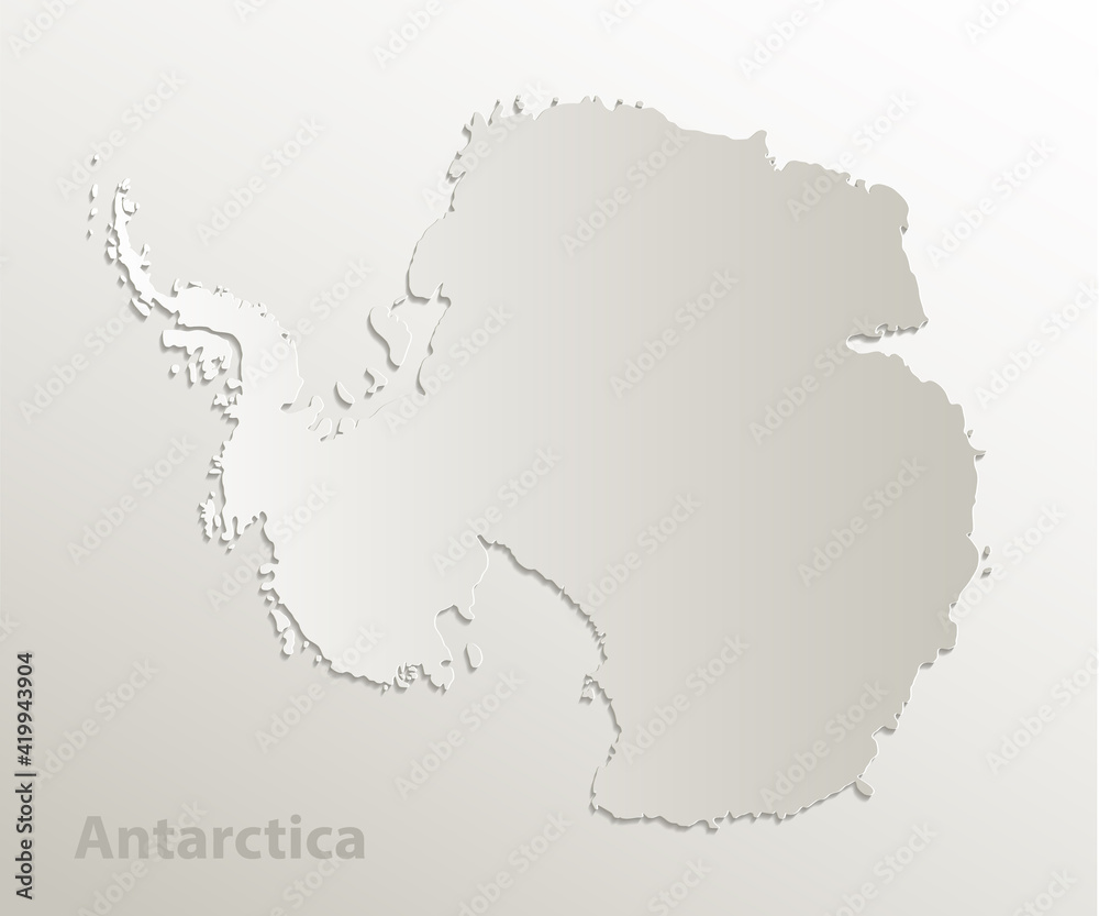 Antarctica map card paper 3D natural vector