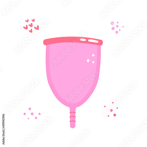Flat vector cartoon illustration of a menstrual cup. Eco-protection for women in critical days. Feminine hygiene product. Zero waste level. Protection of the menstrual cycle, women's hygiene.