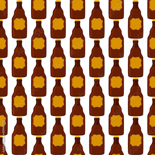 Illustration on theme seamless beer glass bottles with lid for brewery