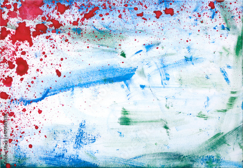 Background texture, paint splashes red on blue