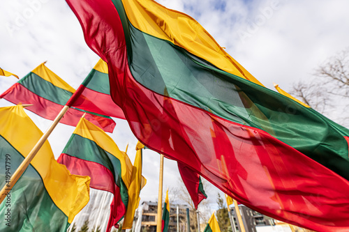 Lithuanian flags waving in a wind  photo