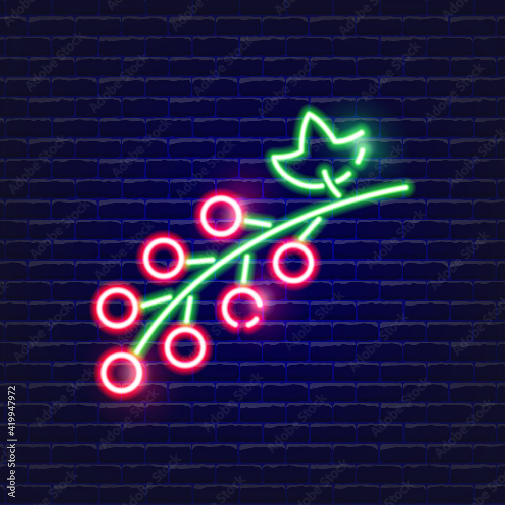Red currant neon icon. Glowing Vector illustration icon for mobile, web and menu design. Food concept Red currant neon icon. Glowing Vector illustration icon for mobile, web and menu design. Food concept
