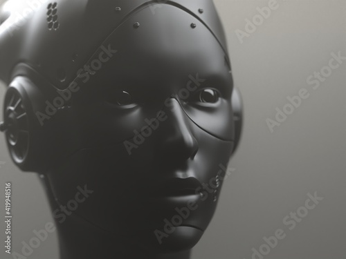 robot woman. close-up portrait. abstraction on the topic of technology and games. 3d illustration