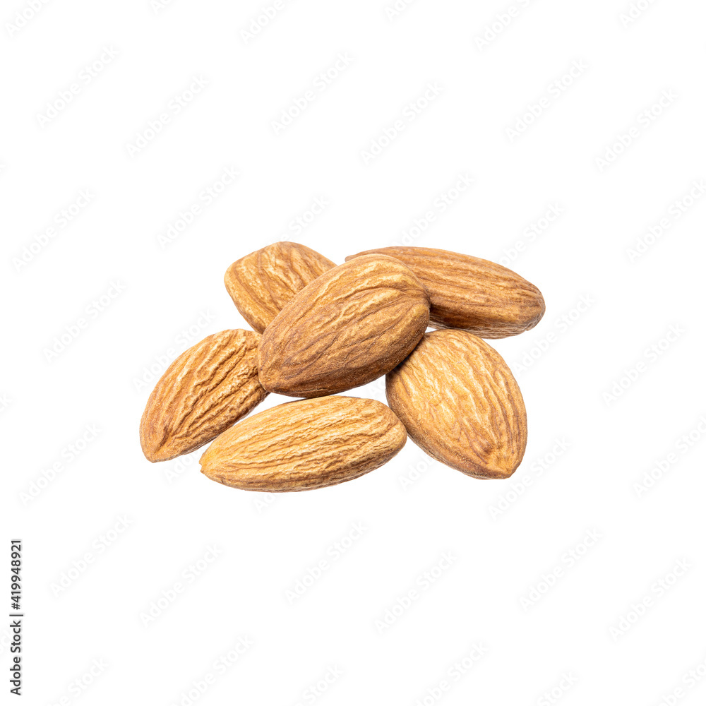 almond nut isolated on white background. prunus dulcis cut out almond nut isolated on white background. prunus dulcis cut out