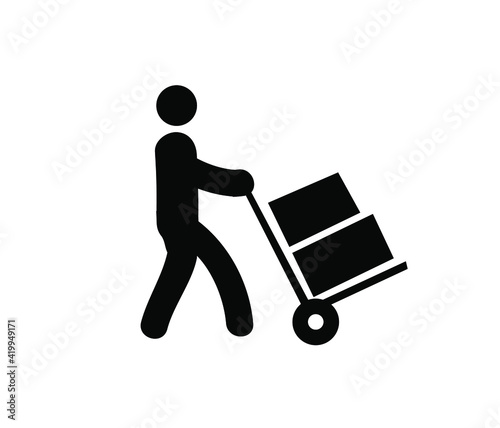Man loading boxes vector icon.  Editable stroke. Symbol in Line Art Style for Design, Presentation, Website or Apps Elements. Pixel vector graphics - Vector