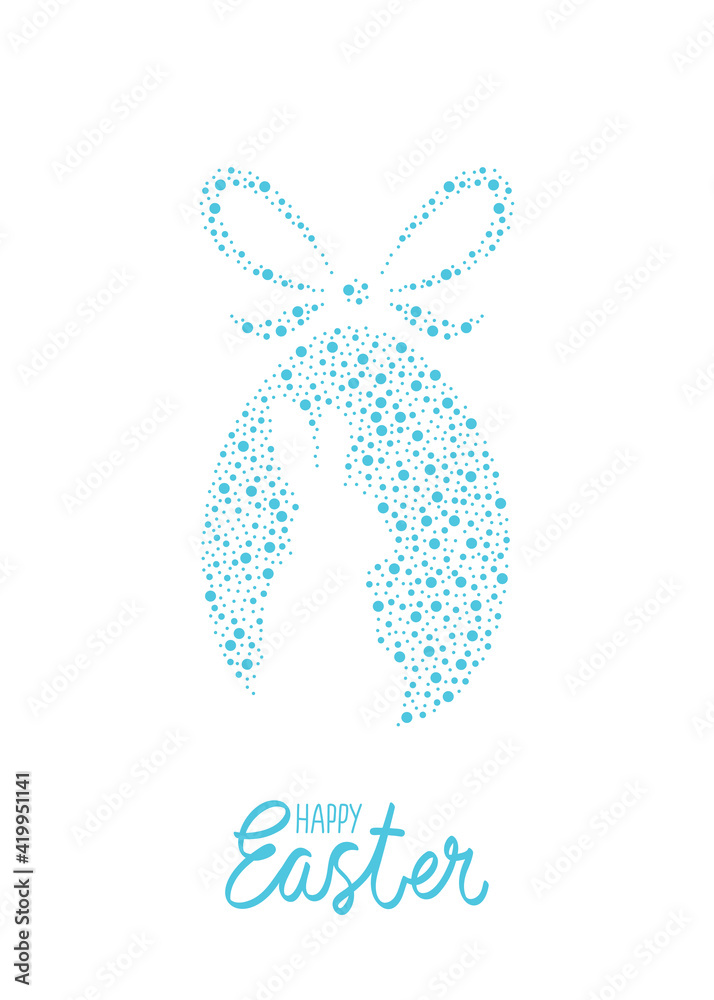 Simple easter card with blue dotted egg over white background. Vector illustration. Simple easter card with blue dotted egg over white background. Vector illustration.