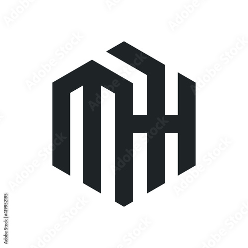 Initial mh letter logo vector template design. Linked letter hm logo design. Simple mh vector template.