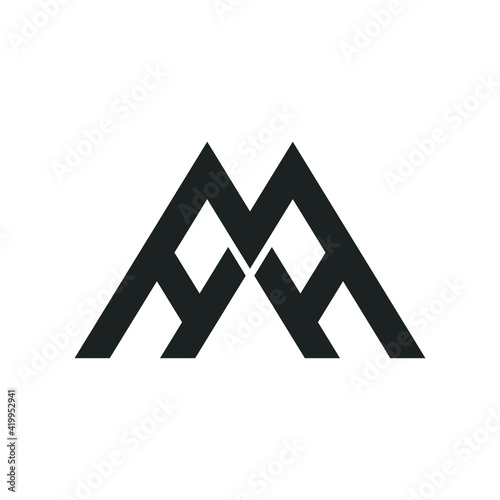 Creative abstract letter hm logo design. Linked letter mh logo design.