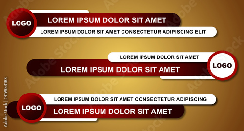 Modern stylish lower third banner template design. Graphic set of Broadcast News Lower Thirds Banner for Television. Vector video headline title. Vector illustrator