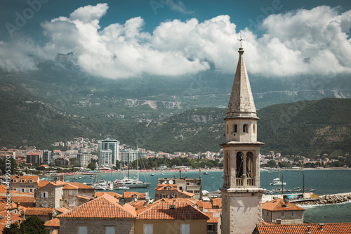 Panoramic view on medieval old town in Budva 