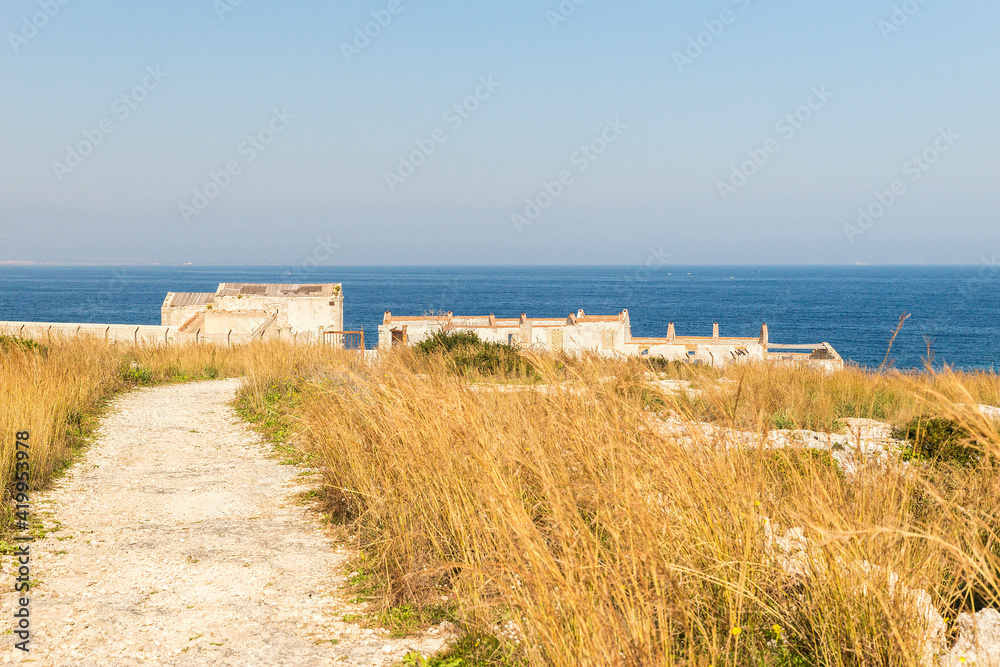 Old Ruins of The Tonnara di Santa Panagia (Tuna Fishery) In Syracuse, Sicily – Italy.