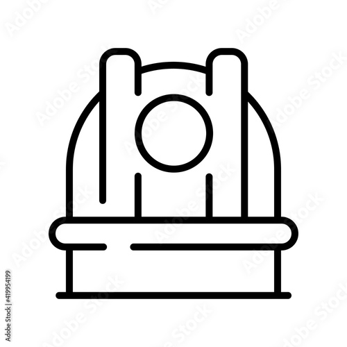 Monochrome observatory simple black contoured vector astronomy science building or planetarium