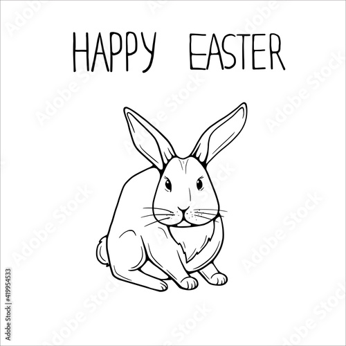 Easter bunny engraving style rabbit illustration © Валентина Семенович