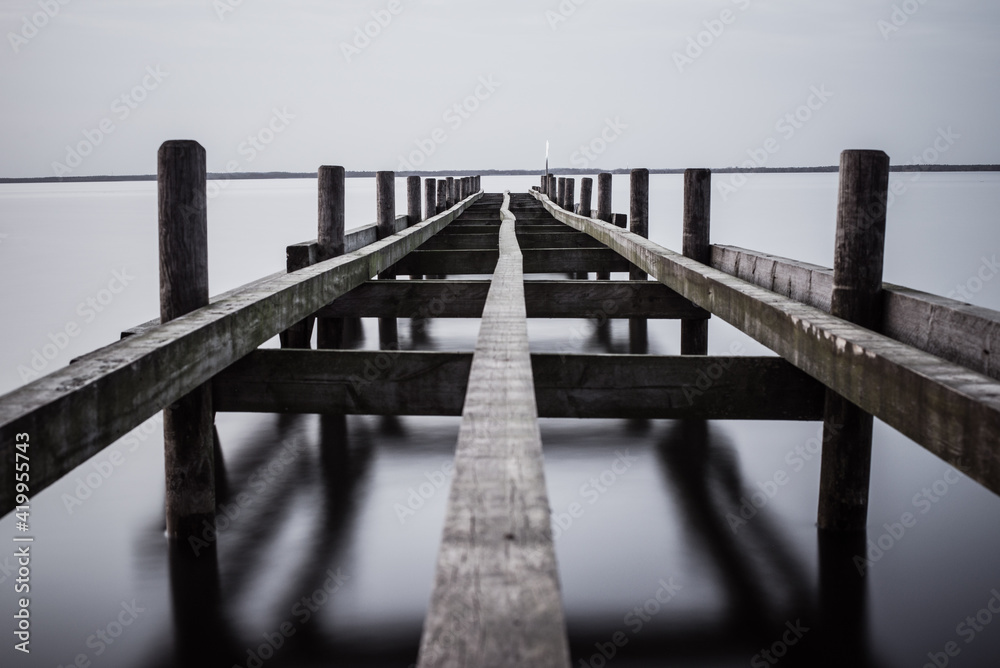 dreamy old pier on the lake