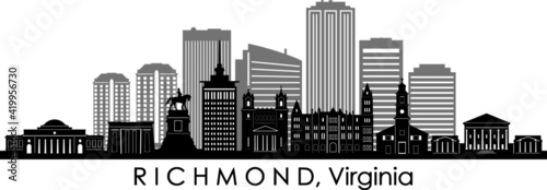 Fotografie, Obraz RICHMOND Virginia USA City Skyline Vector