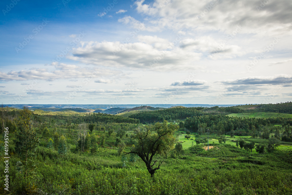 Landscape view with beautiful skies and hills full of vegetation. Portugal district of Mação with is beautiful vegetation Landscape view with beautiful skies and hills full of vegetation. Portugal district of Mação with is beautiful vegetation