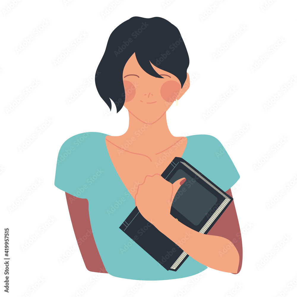 happy woman character read book, vector design happy woman character read book, vector design