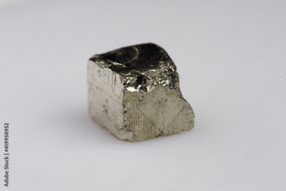 Natural pyrite on white background Natural pyrite on white background