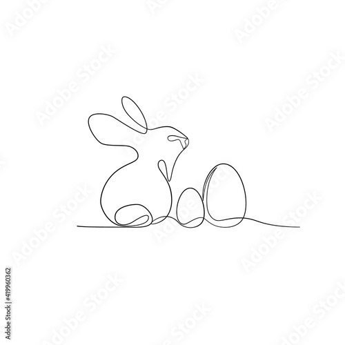 Photography Single line drawing, easter bunny/ vector illustration