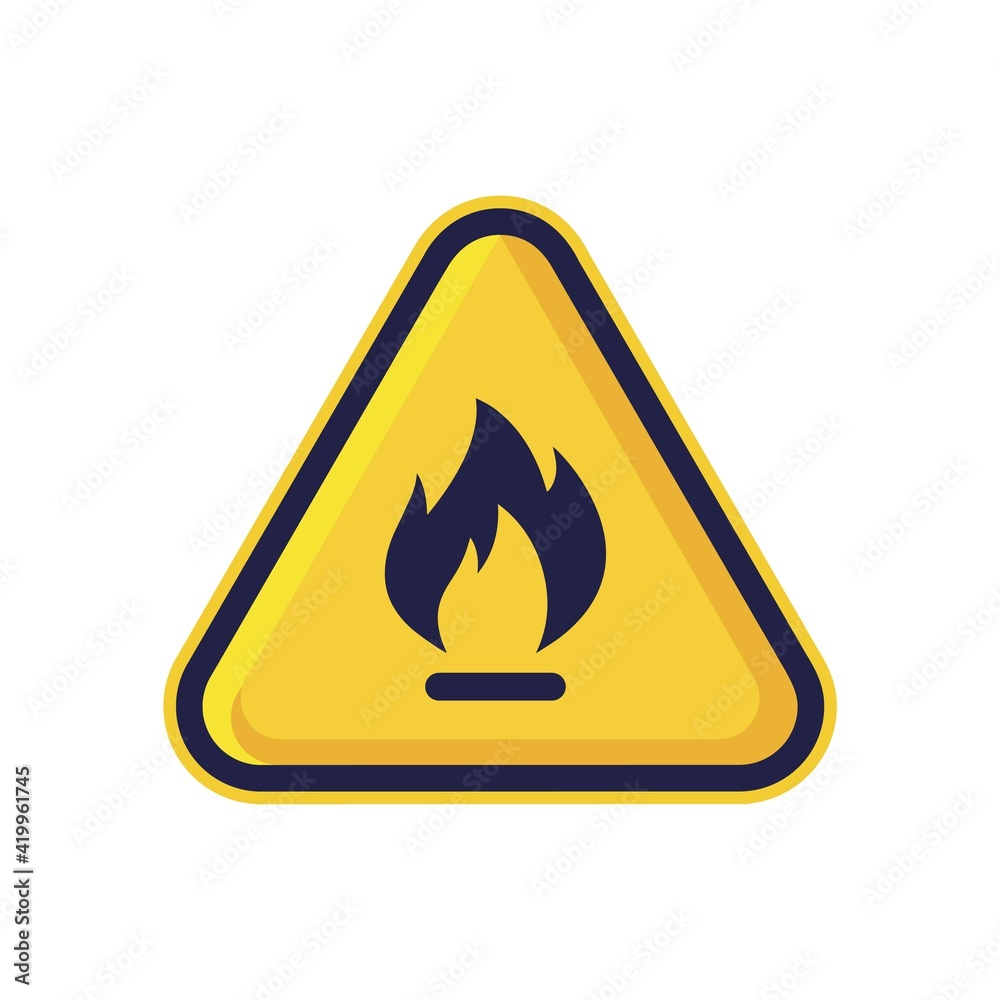 Fire Sign Isolated On White Background. Yellow Triangle Warning Symbol Simple, Flat Vector, Icon You Can Use Your Website Design, Mobile App Or Industrial Design. Vector Illustration Fire Sign Isolated On White Background. Yellow Triangle Warning Symbol Simple, Flat Vector, Icon You Can Use Your Website Design, Mobile App Or Industrial Design. Vector Illustration