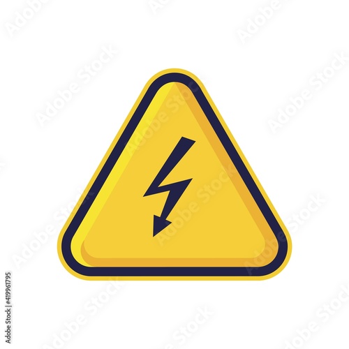 Free Download Danger Electricity Sign Isolated On White Background. Yellow Triangle Warning Symbol Simple, Flat, Vector, Icon You Can Use Your Website Design, Mobile App Or Industrial Design. Vector Illustration - GFXLoad