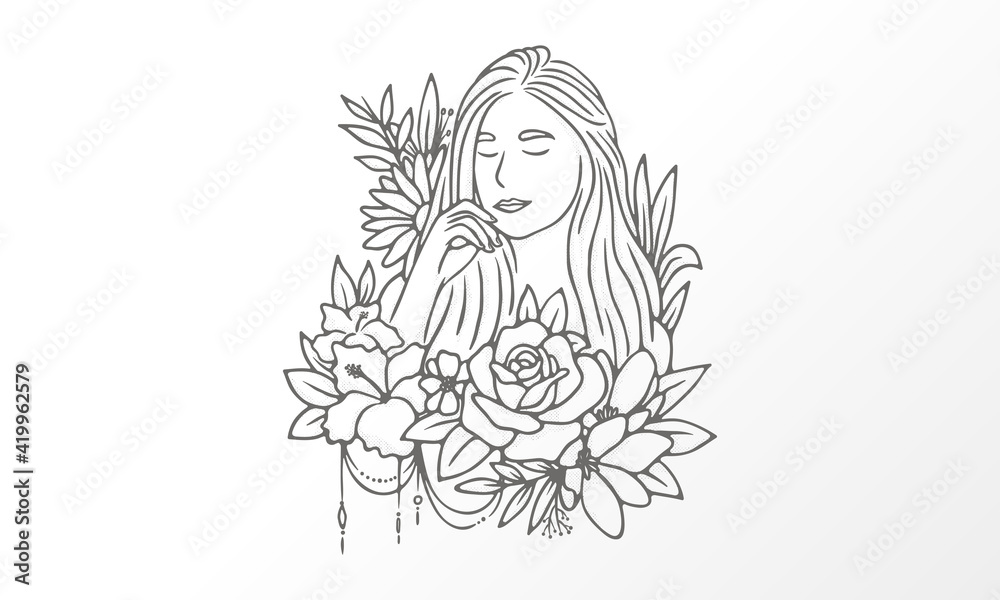 vector logo feminine beautiful woman line art vector logo feminine beautiful woman line art