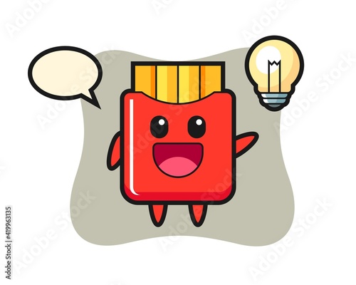 French fries character cartoon getting the idea