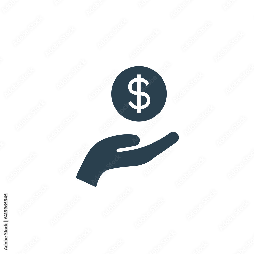 Salary, sell, money, business, buy, hand glyph icon. Simple solid style. Save, cash, coin, currency, dollar, finance concept. Vector illustration isolated on white background. EPS 10 Salary, sell, money, business, buy, hand glyph icon. Simple solid style. Save, cash, coin, currency, dollar, finance concept. Vector illustration isolated on white background. EPS 10