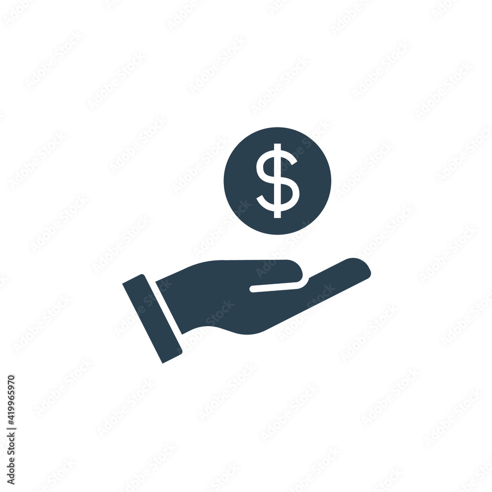 Salary, sell, money, business, buy, hand glyph icon. Simple solid style. Save, cash, coin, currency, dollar, finance concept. Vector illustration isolated on white background. EPS 10 Salary, sell, money, business, buy, hand glyph icon. Simple solid style. Save, cash, coin, currency, dollar, finance concept. Vector illustration isolated on white background. EPS 10
