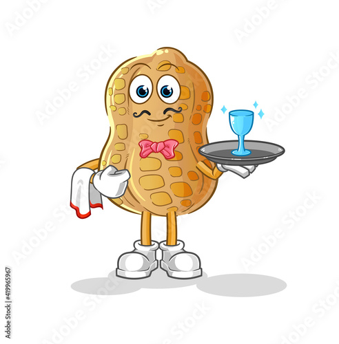 peanut waiter cartoon. cartoon mascot vector