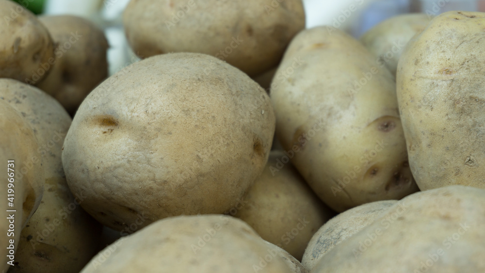 Group of Raw Fresh Potatoes in the Market Group of Raw Fresh Potatoes in the Market