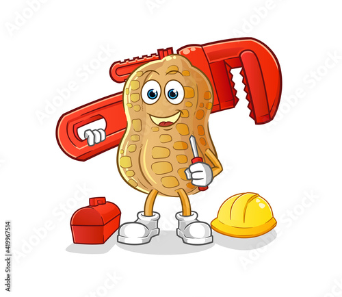 peanut plumber cartoon. cartoon mascot vector