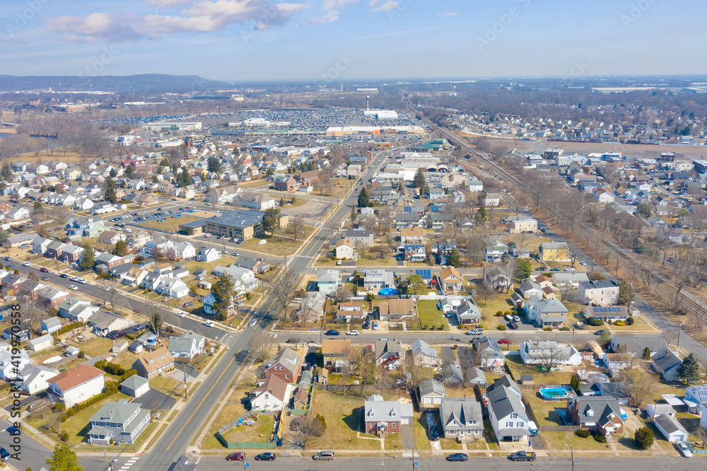 Aerial of Homes in Manville New Jersey 