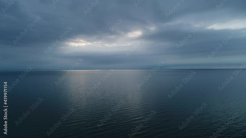 Lake Michigan Approaching Weather Spring Drone Aerial View Lake Michigan Approaching Weather Spring Drone Aerial View