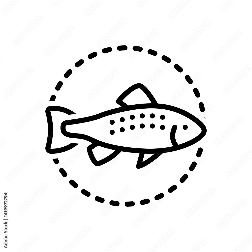 Black line icon for trout Black line icon for trout
