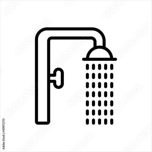 Black line icon for shower