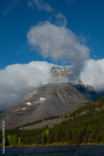 USA, Montana. Mt Wilbur and Swiftcurrent Lake, Many Glacier, Glacier National Park. photo