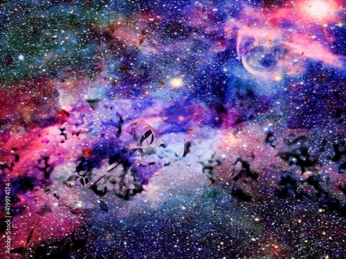 Fototapeta Naklejka Na Ścianę i Meble -  Colorful abstract Pastel Flow Liquid wallpaper background beautiful sky star