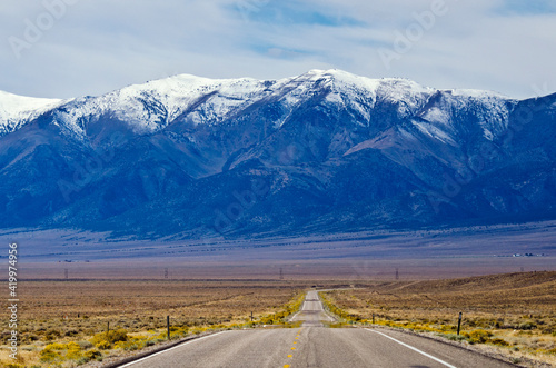 USA, Nevada. Loneliest Road in America, U.S. Highway 50, Lincoln Highway, Toiyabe Mountains photo