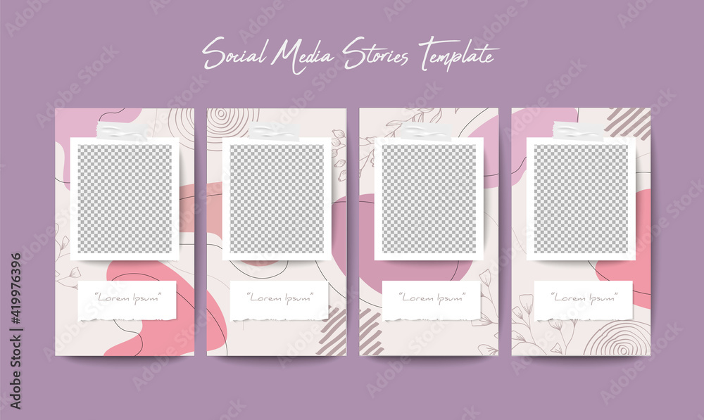 Social media stories template in grid puzzle style for brand marketing