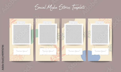 Social media stories template in grid puzzle style for brand marketing