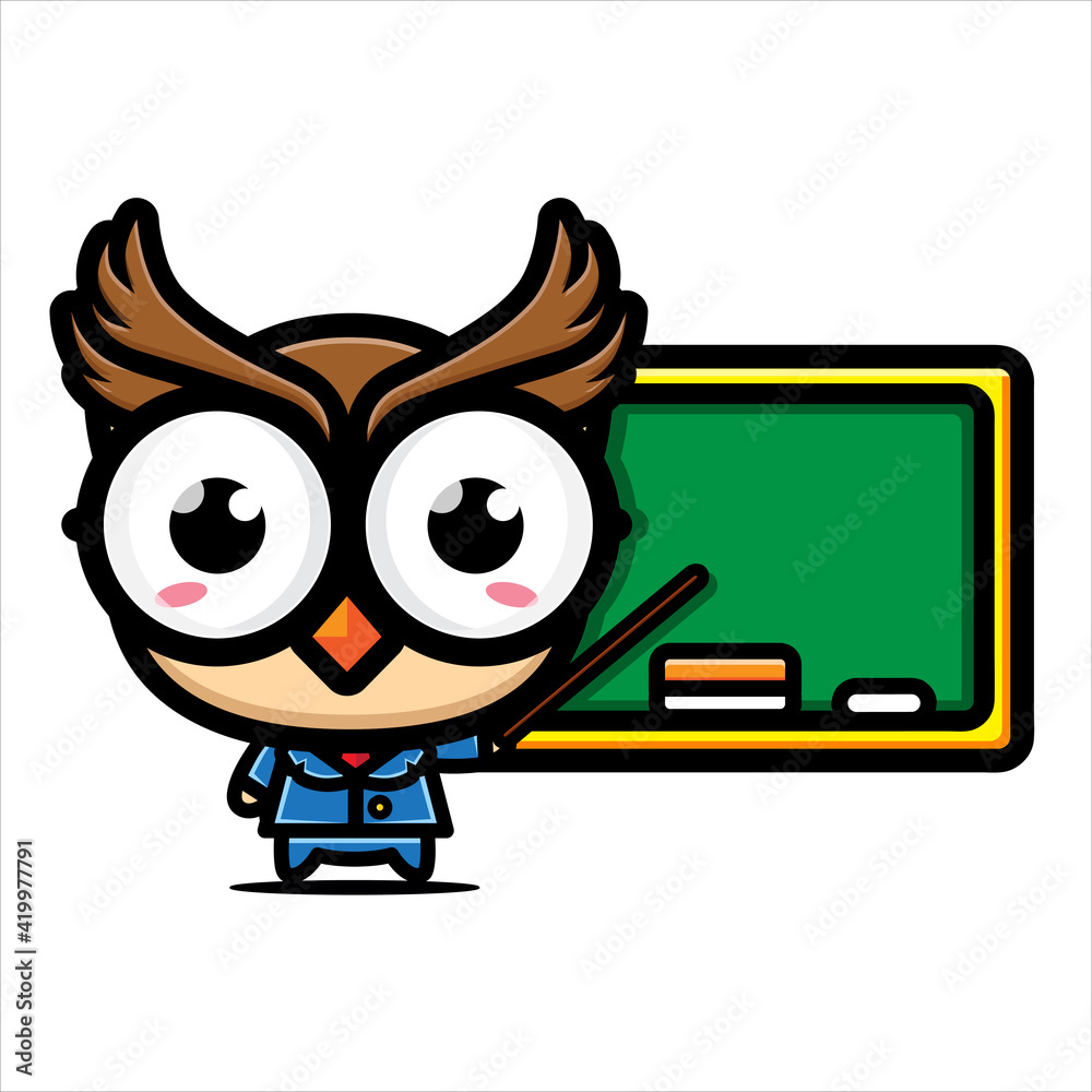 cartoon animal owl vector design to be a teacher