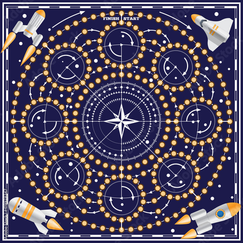 A board game on the space theme. Vector design for app game user interface.