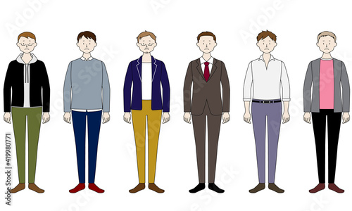Illustration set of a man who look disappointed (white background, vector, cut out)