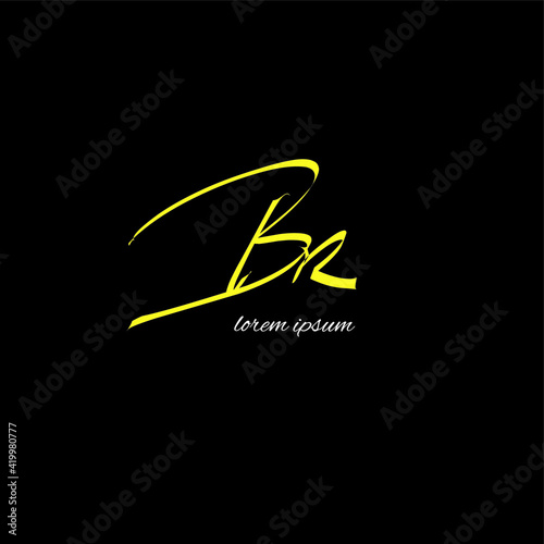 BR Initial handwriting or handwritten logo for identity with beauty monogram and elegant logo design © Dang