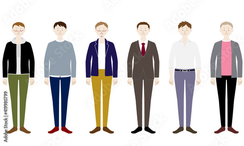 Illustration set of a man who look disappointed (white background, vector, cut out)
